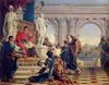 Mecenate offre le belle arti all'imperatore Augusto.