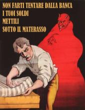 Il diavolo tentatore suggerisce di mettere i soldi in banca.